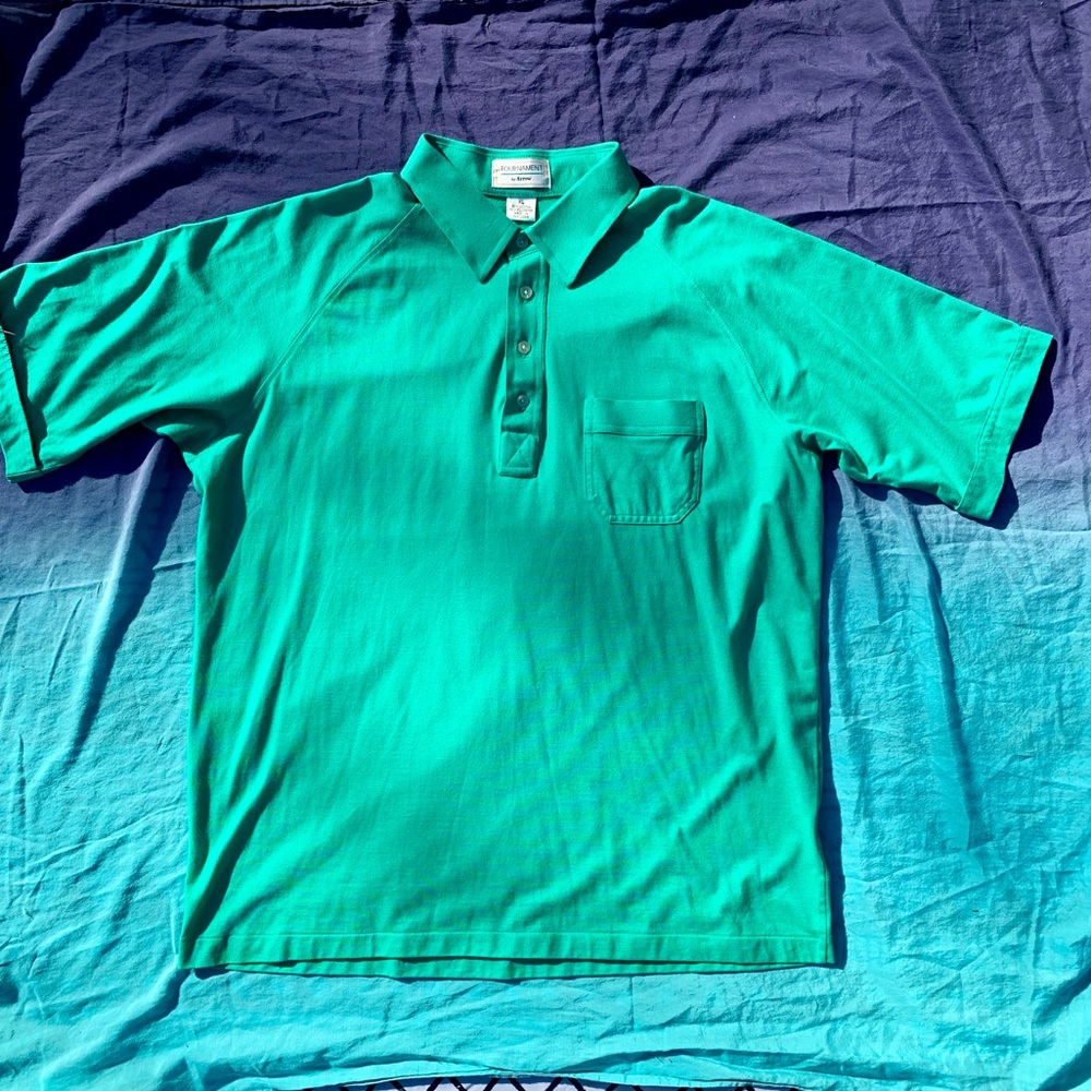 Vintage Tournament by Arrow Green Raglan Polo Shirt Lightweight Golf Tee Mens XL
